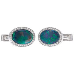 Black Opal Cufflinks, 7.00 Carat