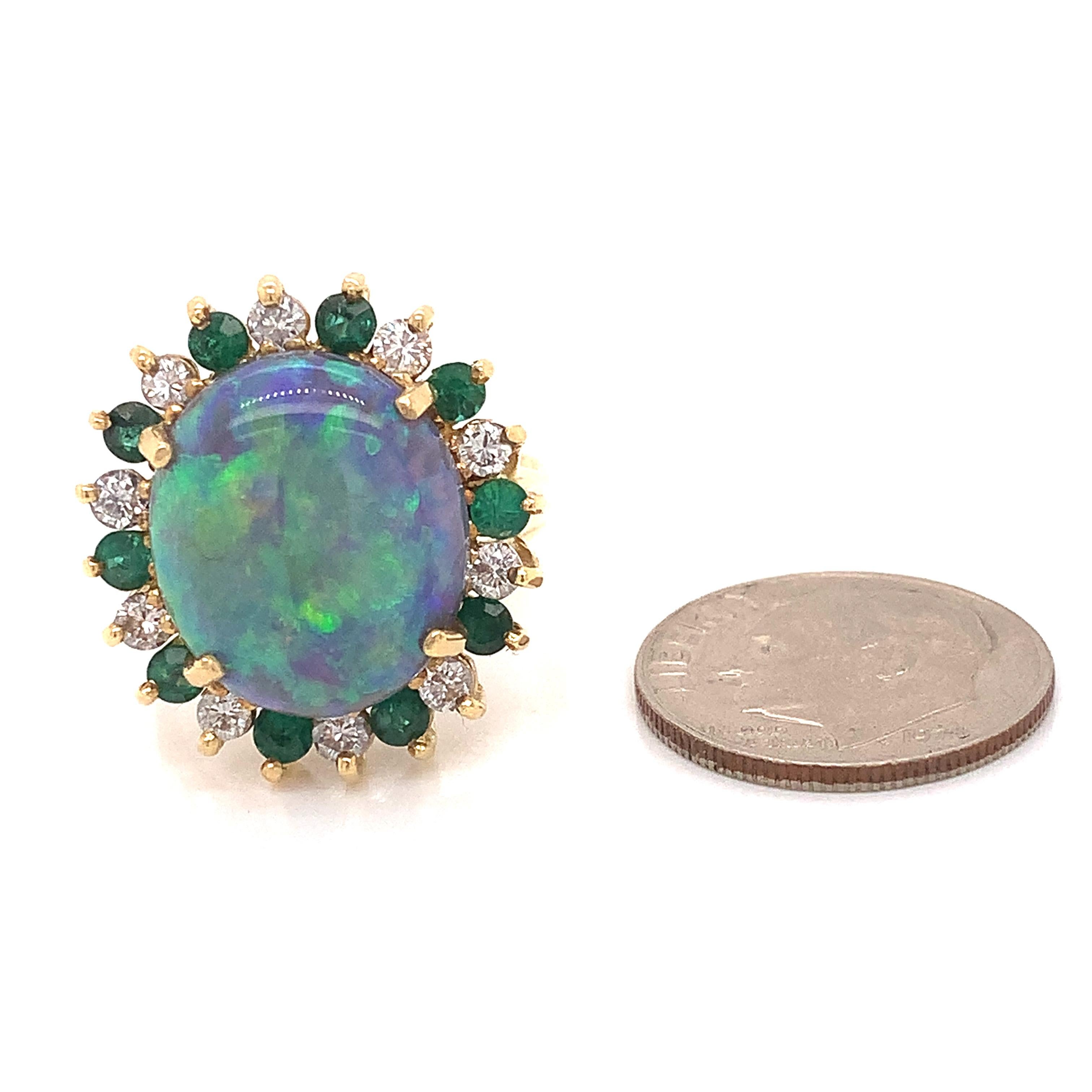 black opal and emerald ring