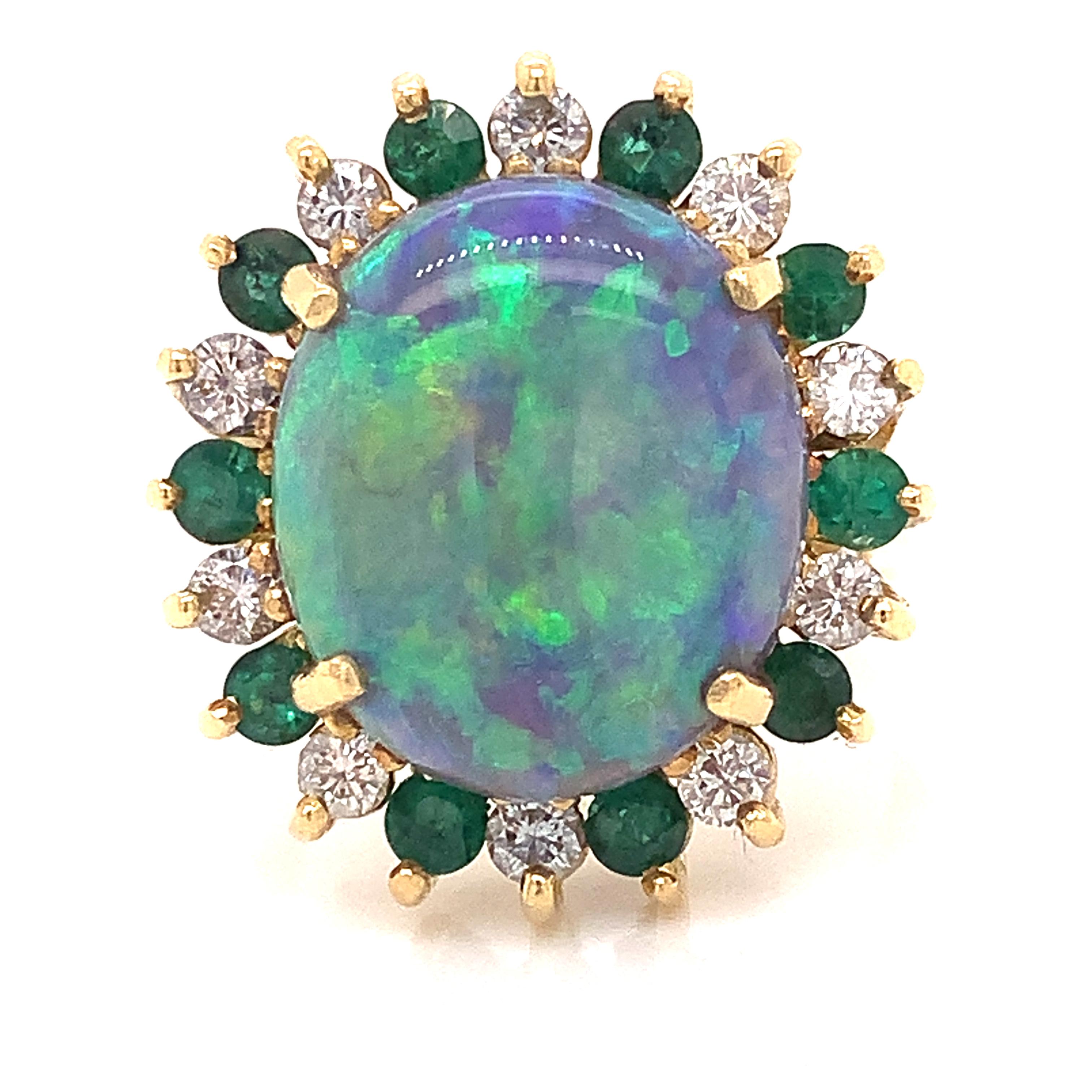 opal emerald diamond ring