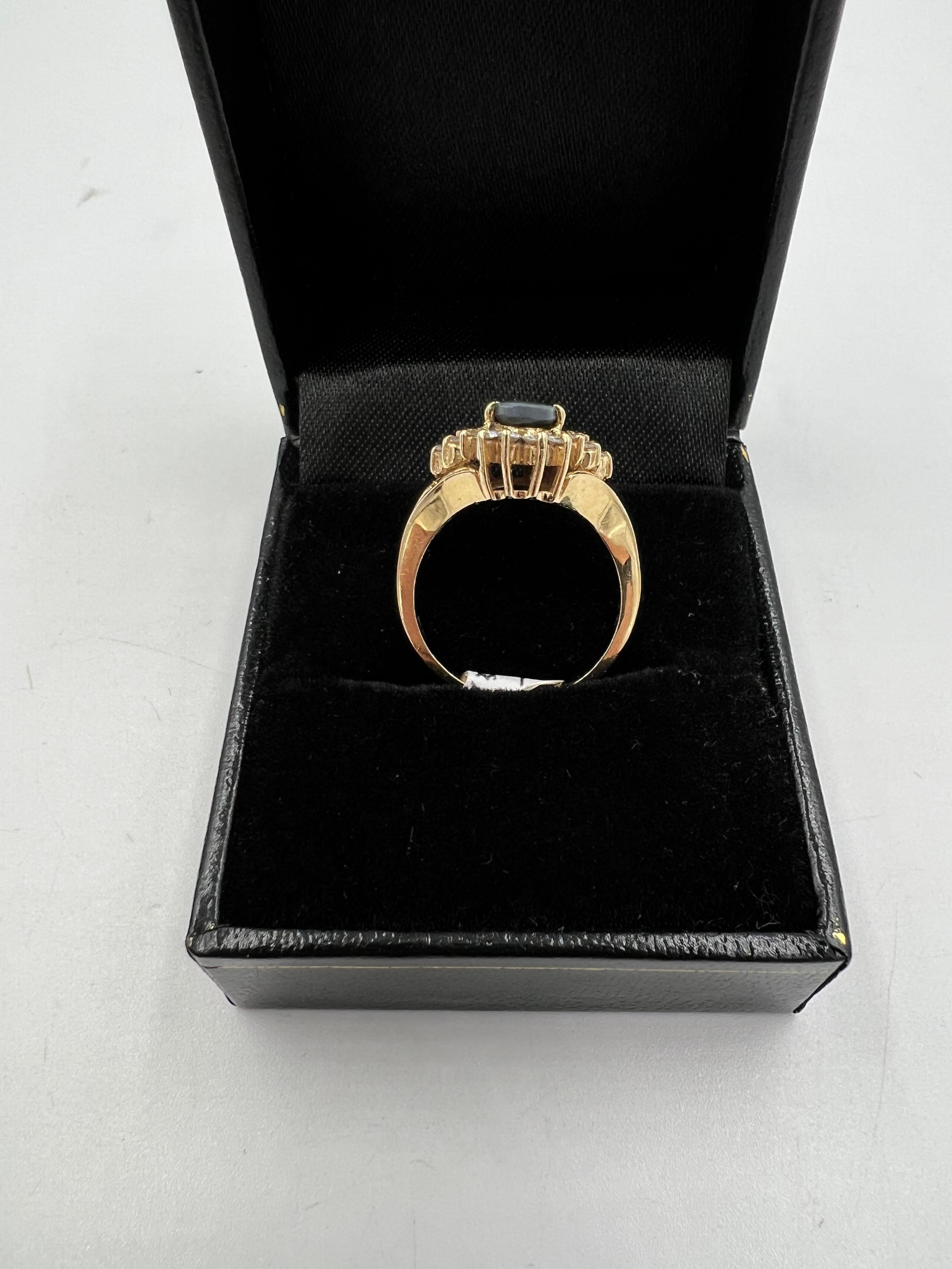 Black Opal Diamond Cluster 14k Yellow Gold Ring For Sale 5