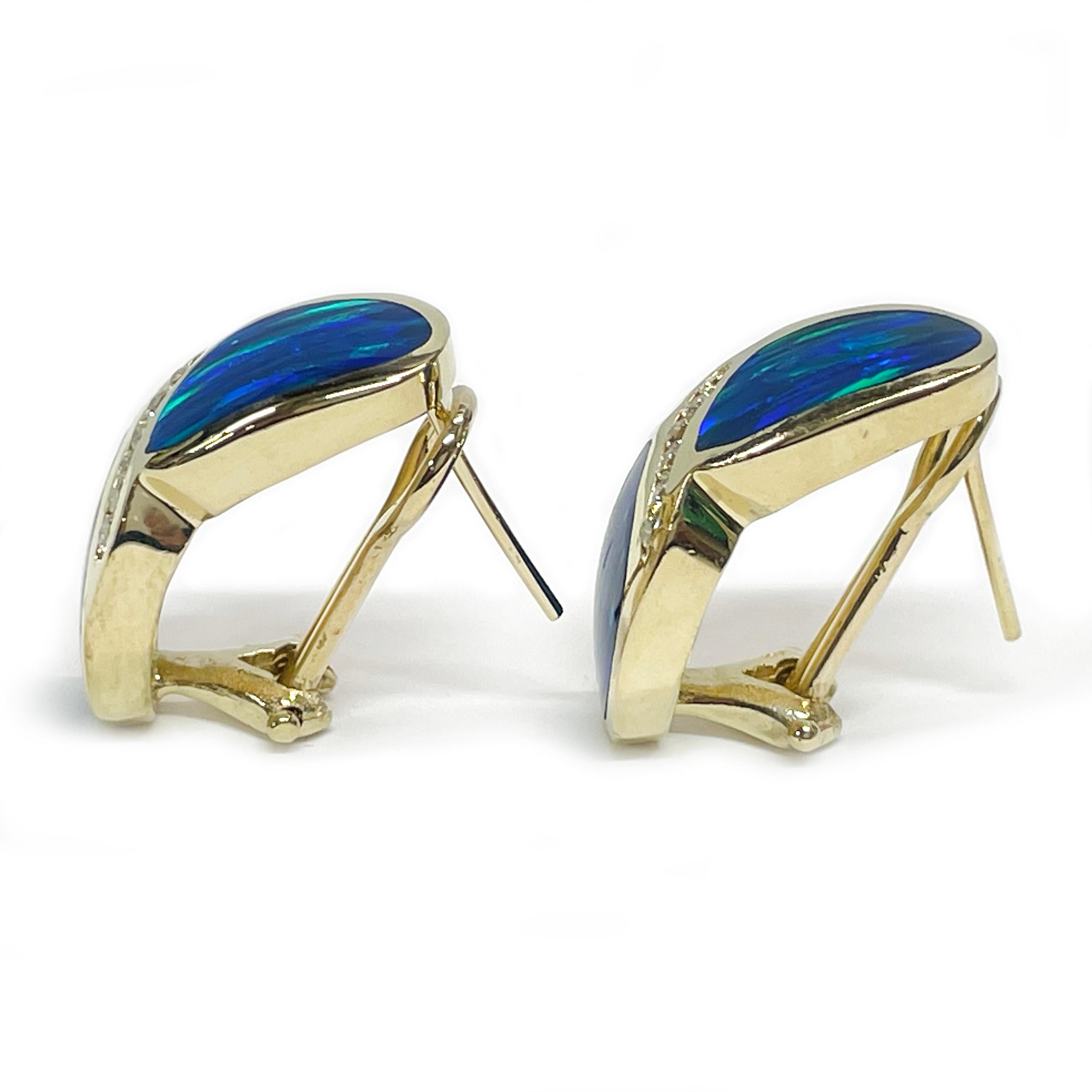 Modern Black Opal Diamond Earrings For Sale