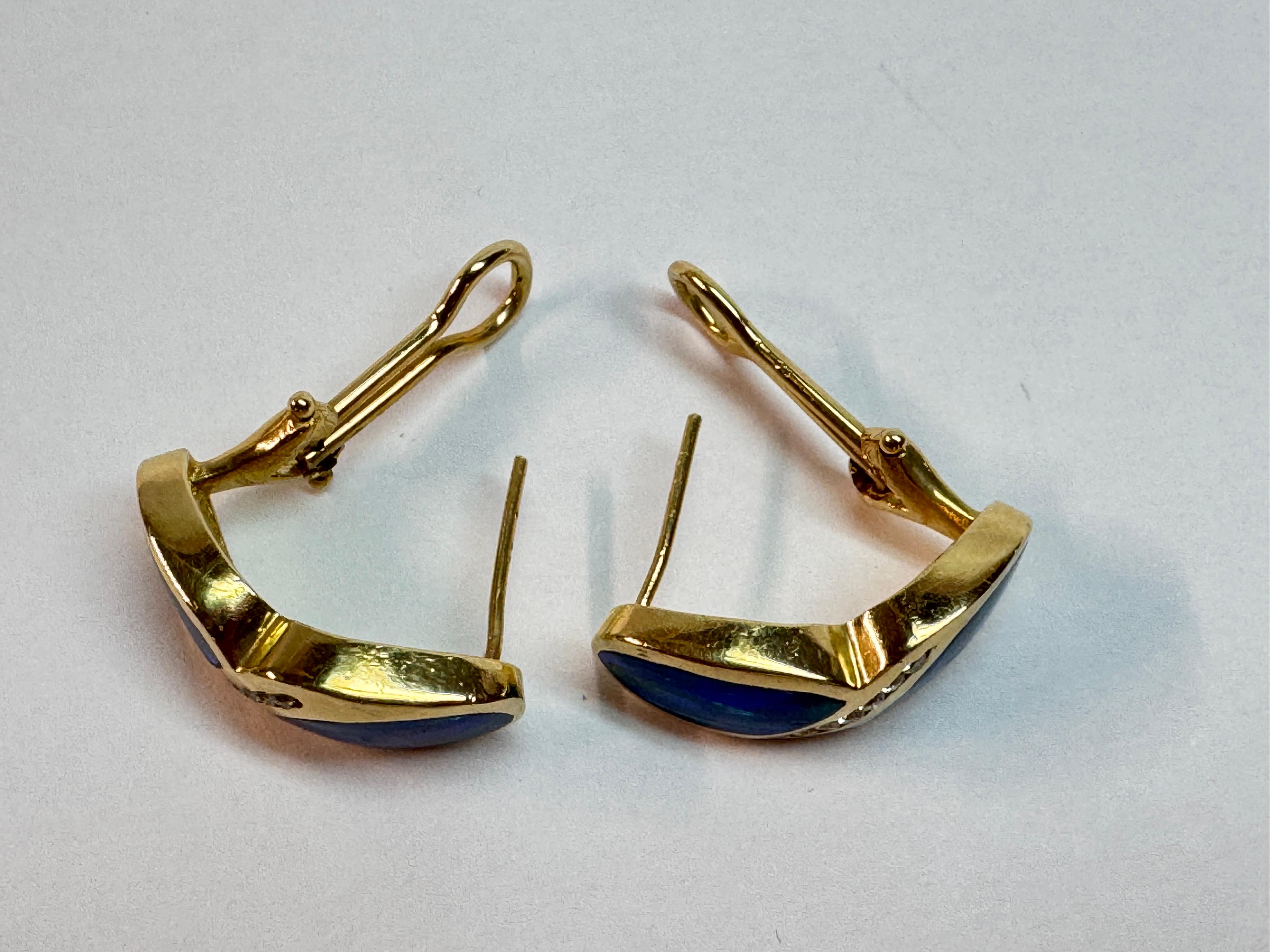 Black Opal Diamond Earrings For Sale 2