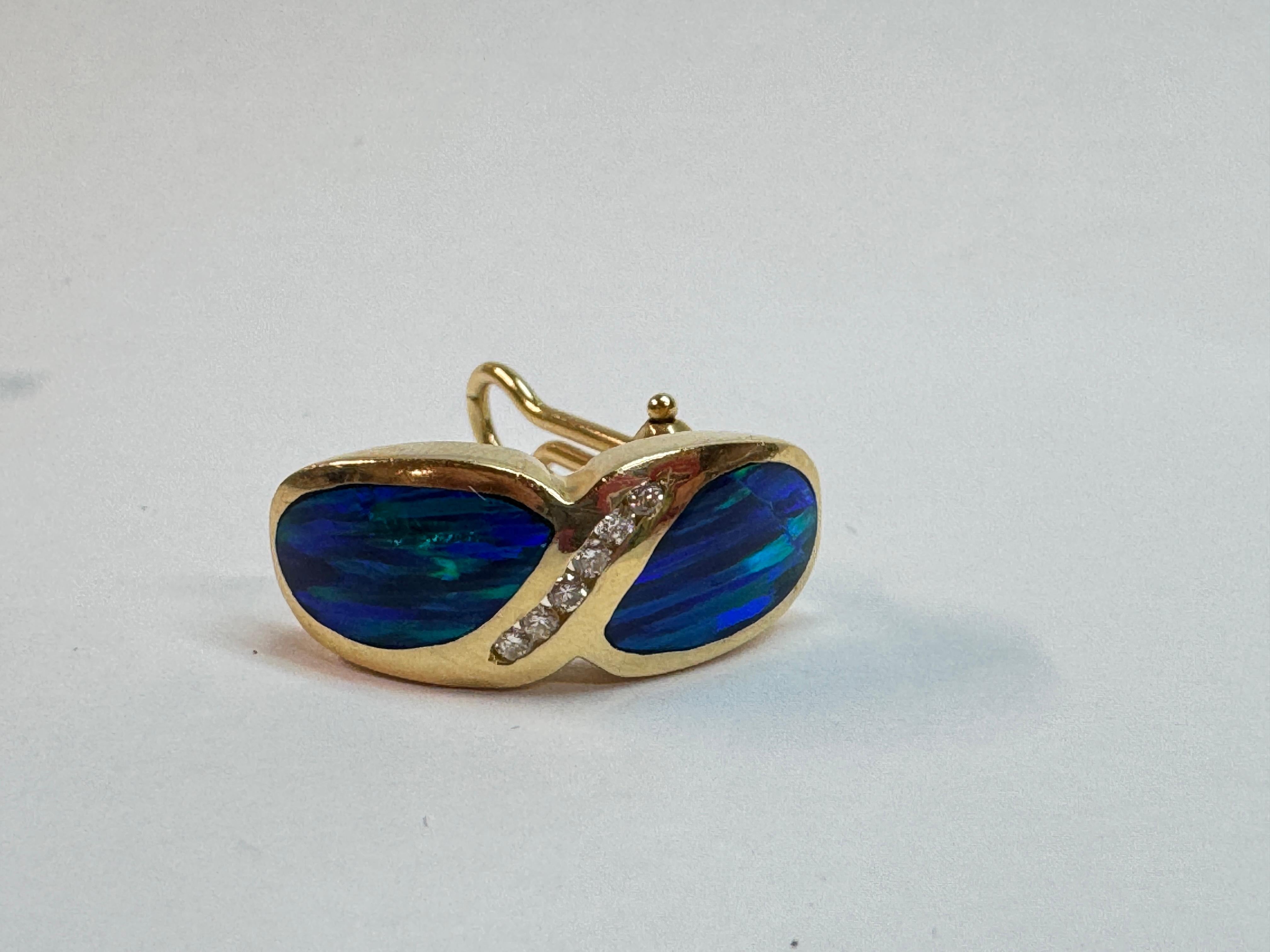 Black Opal Diamond Earrings For Sale 3