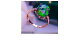 Black Opal Diamond Ring 18k White Gold