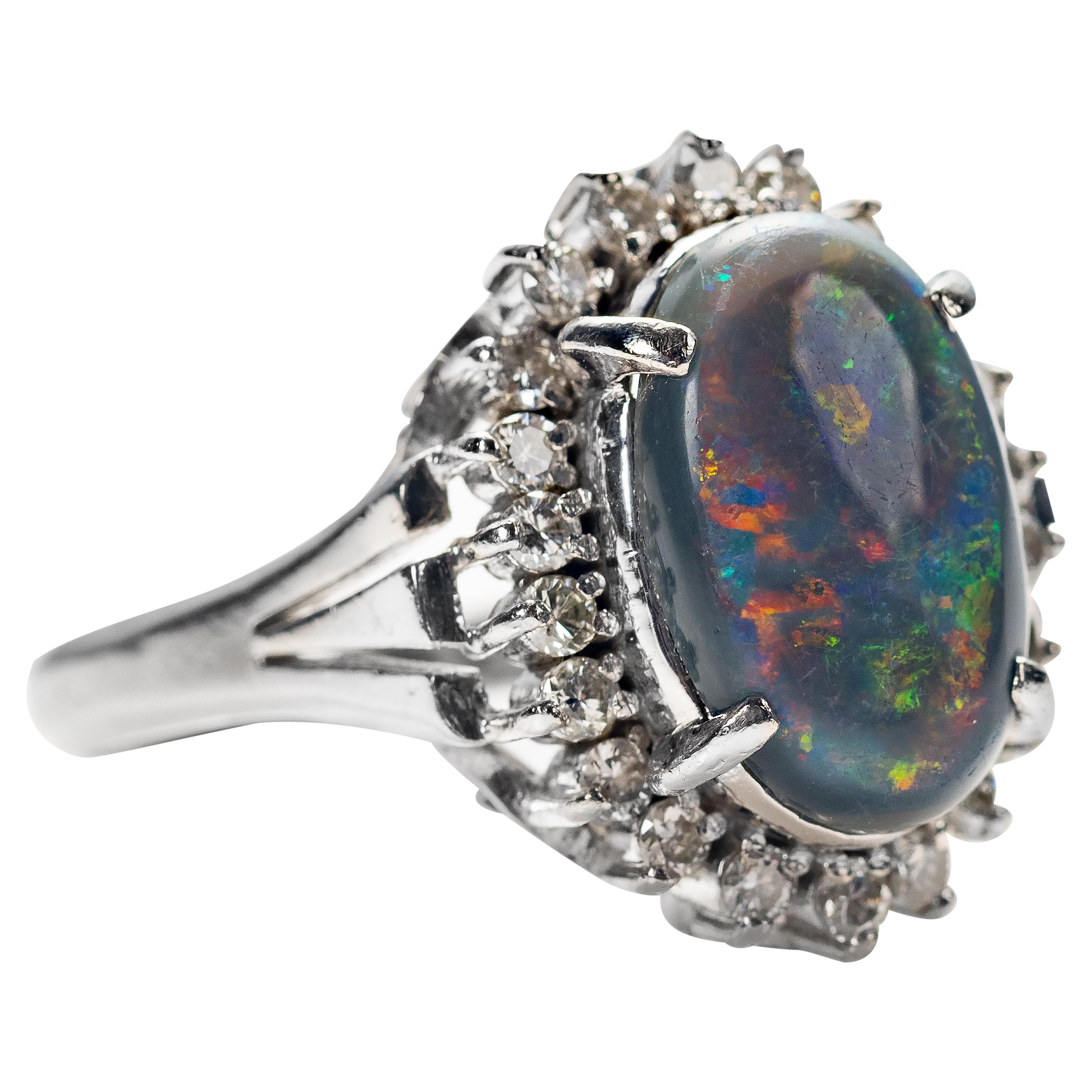 5 Carat Black Opal Diamond Ring For Sale at 1stDibs