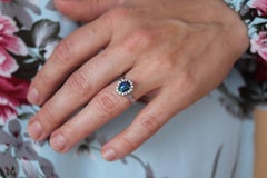 Black Opal Diamond Ring. PT900 Platinum Opal Diamond Halo Ballerina Ring Band.