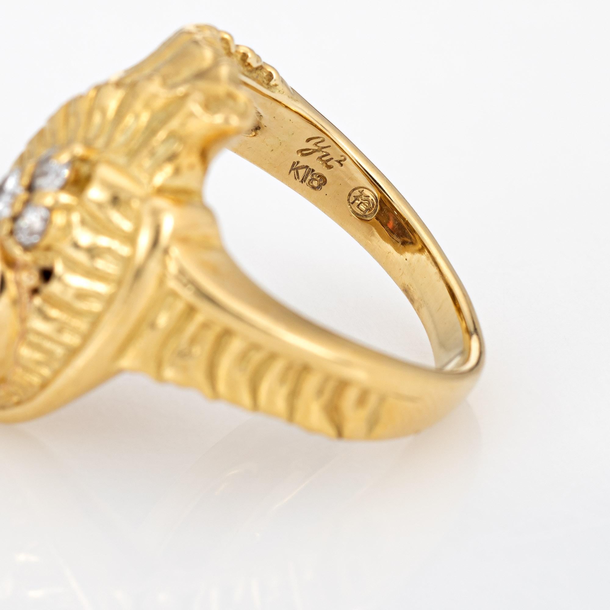 Black Opal Diamond Vintage Ring 18k Yellow Gold Estate Fine Jewelry 1