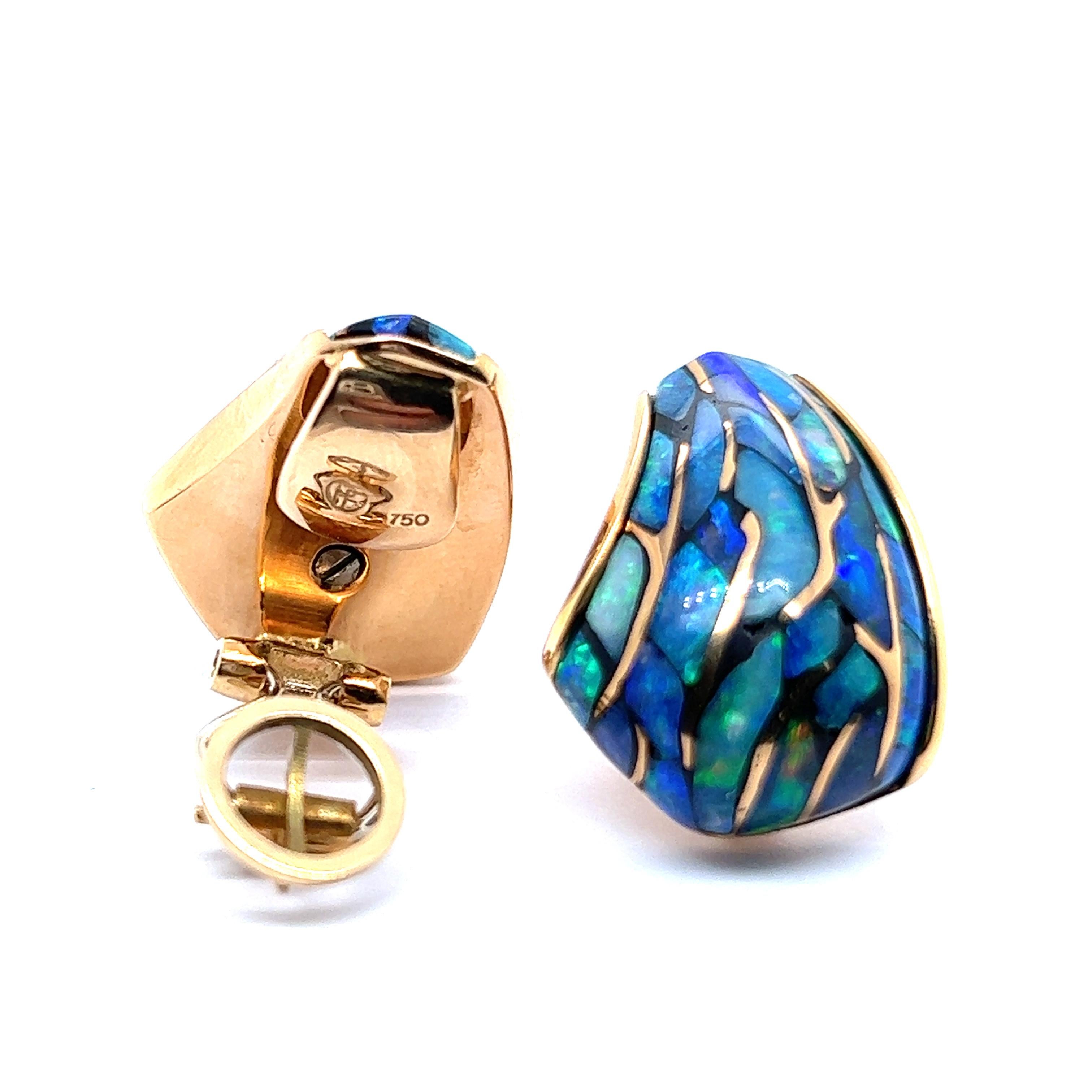 Black Opal Earrings in 18 Karat Rose Gold by Binder For Sale 3