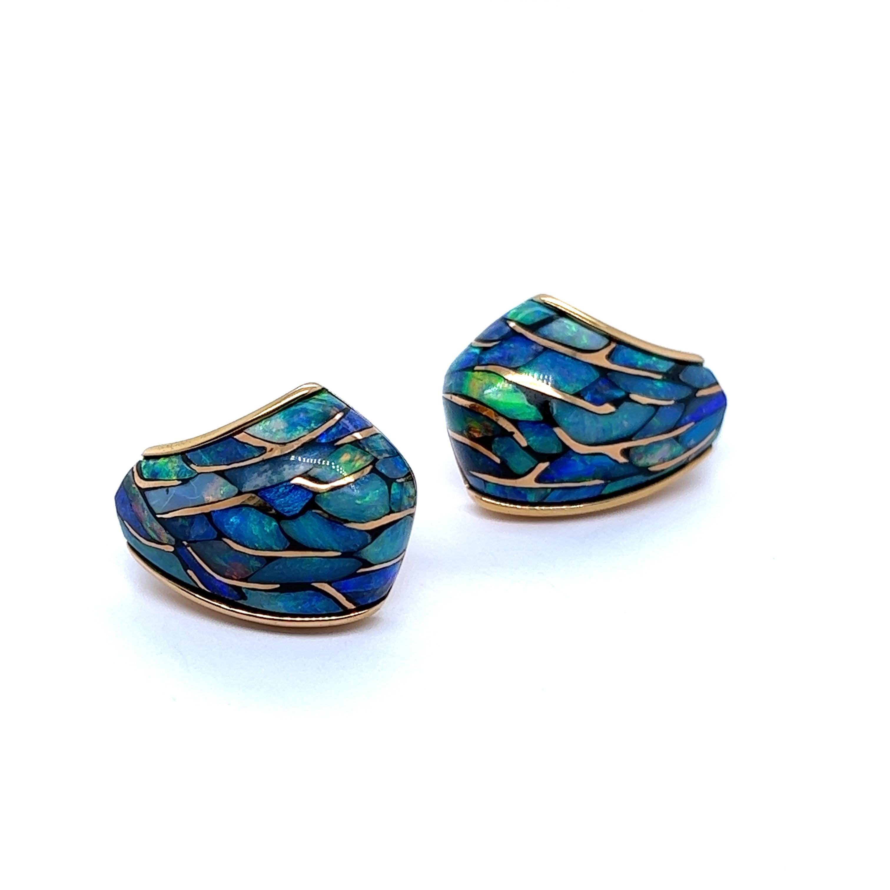 Black Opal Earrings in 18 Karat Rose Gold by Binder For Sale 4