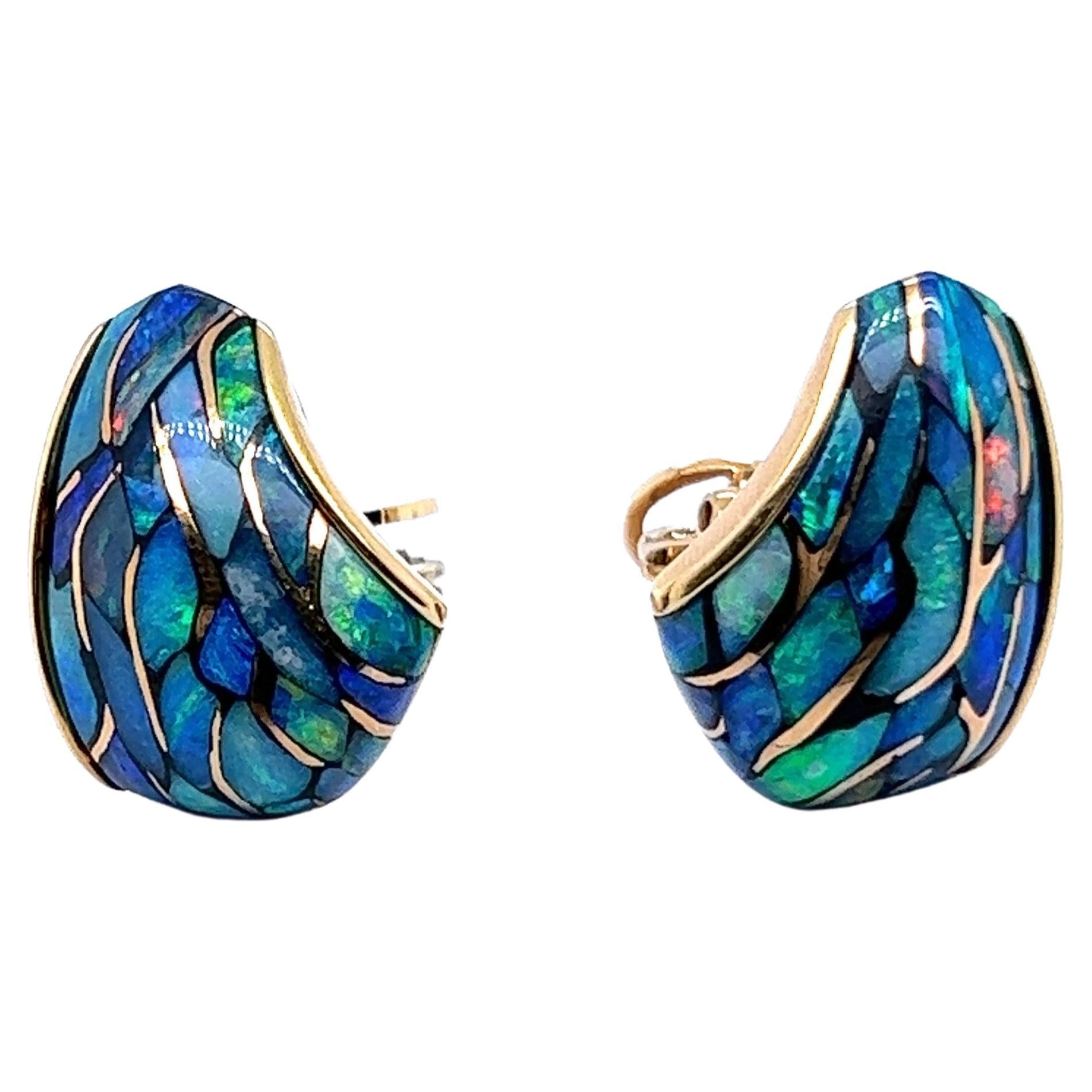 Black Opal Earrings in 18 Karat Rose Gold by Binder For Sale 2