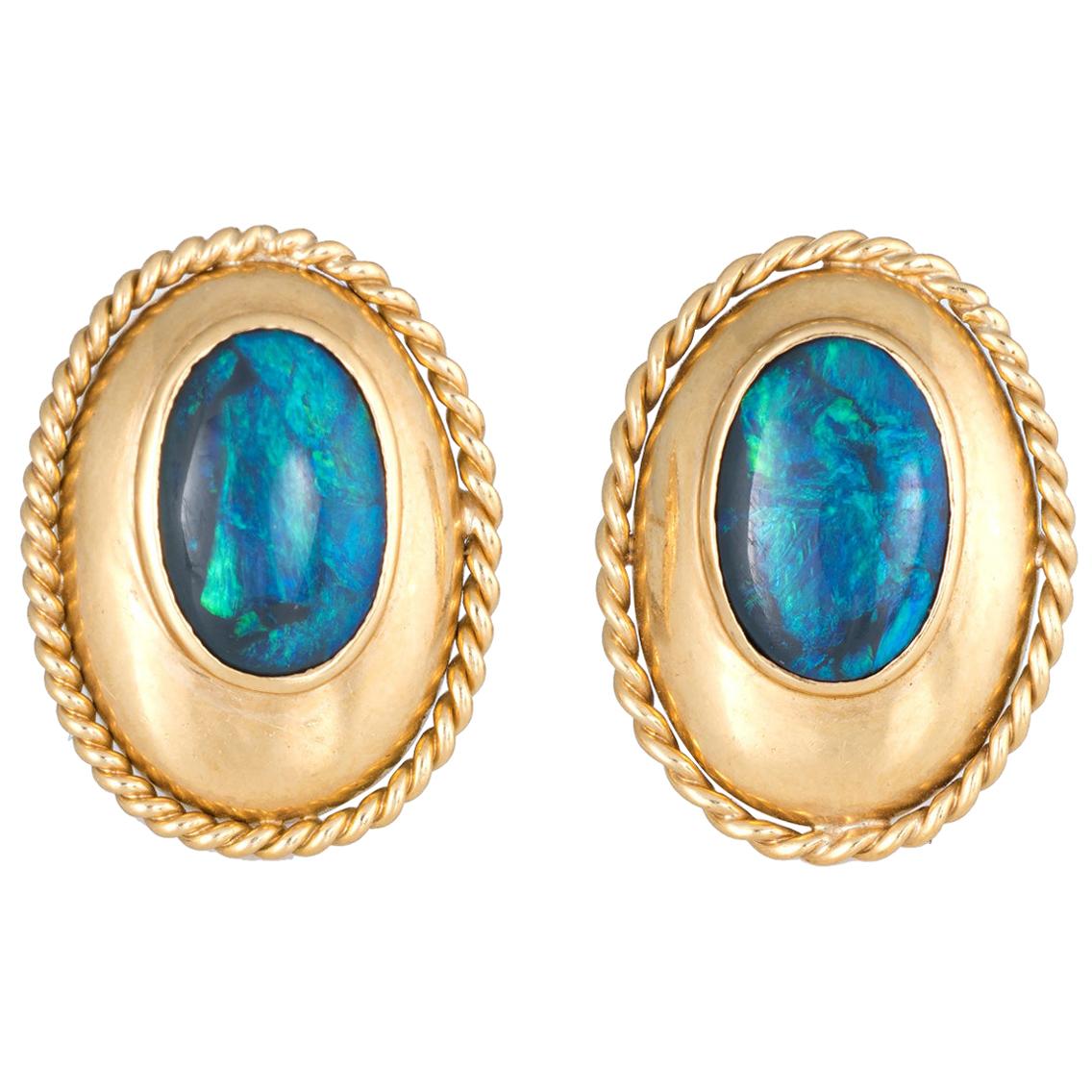 Vintage 1017364 Elegant Opal Filigree Earrings