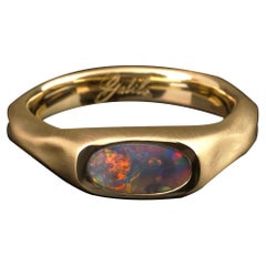 Black Opal Gold Ring 18K Australian genuine opal precious wedding anniversary