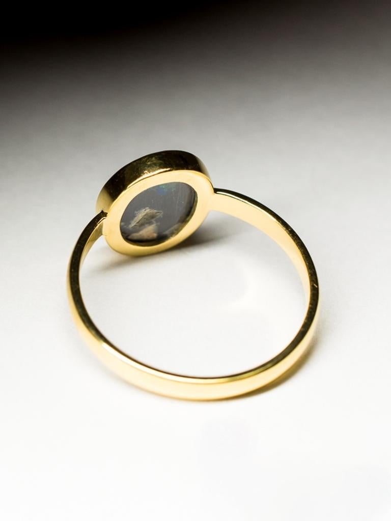 Anillo de oro con ópalo negro 18K Piedra natural australiana Anillo de compromiso estilo lotr en venta 8
