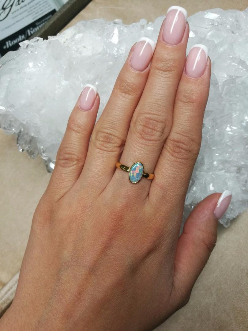 Black Opal Gold Ring Flickering Stone Engagement ring Promise ring For Sale 3
