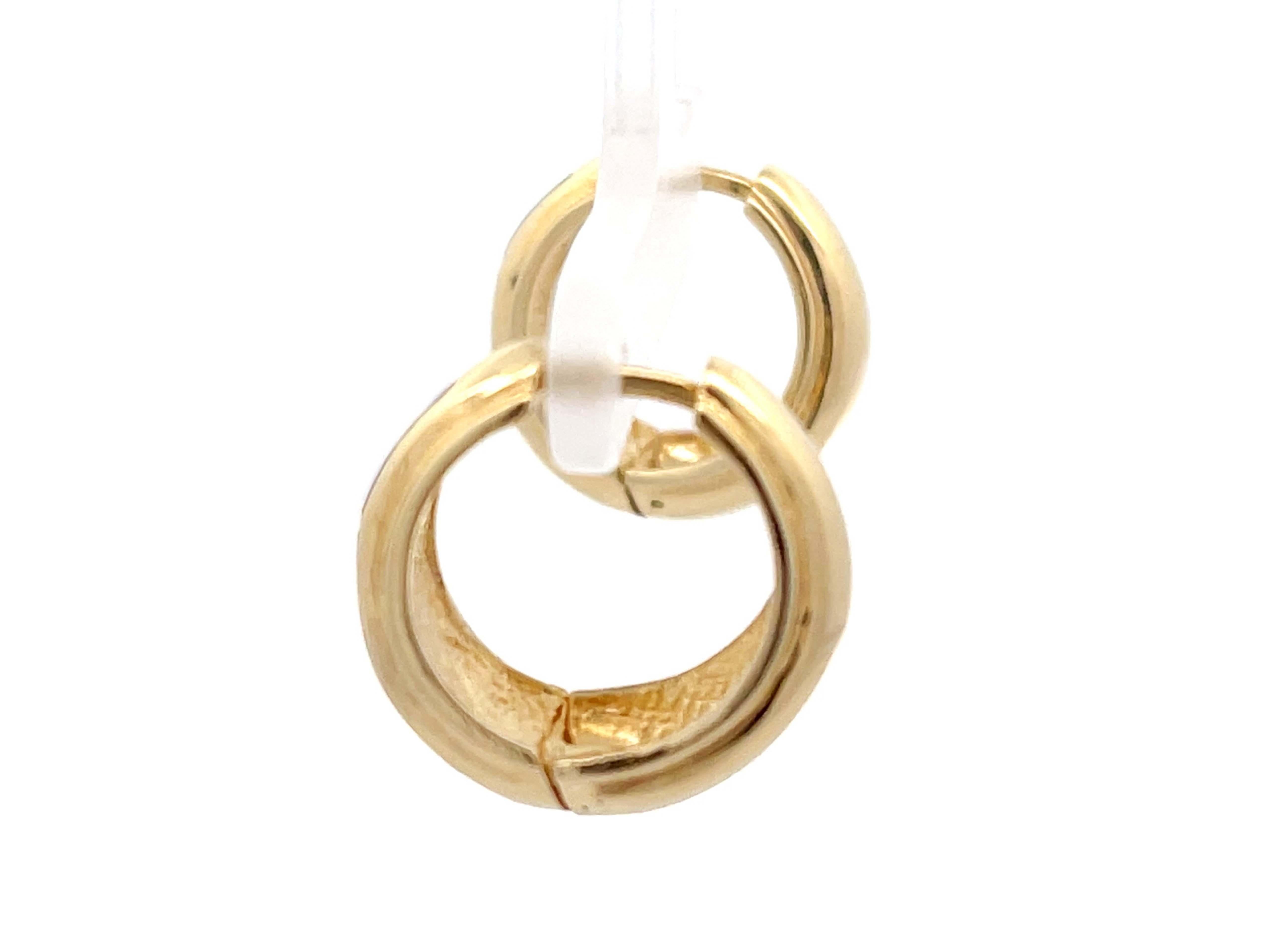 Square Cut Black Opal Inlay Hoop Earrings in 14k Yellow Gold