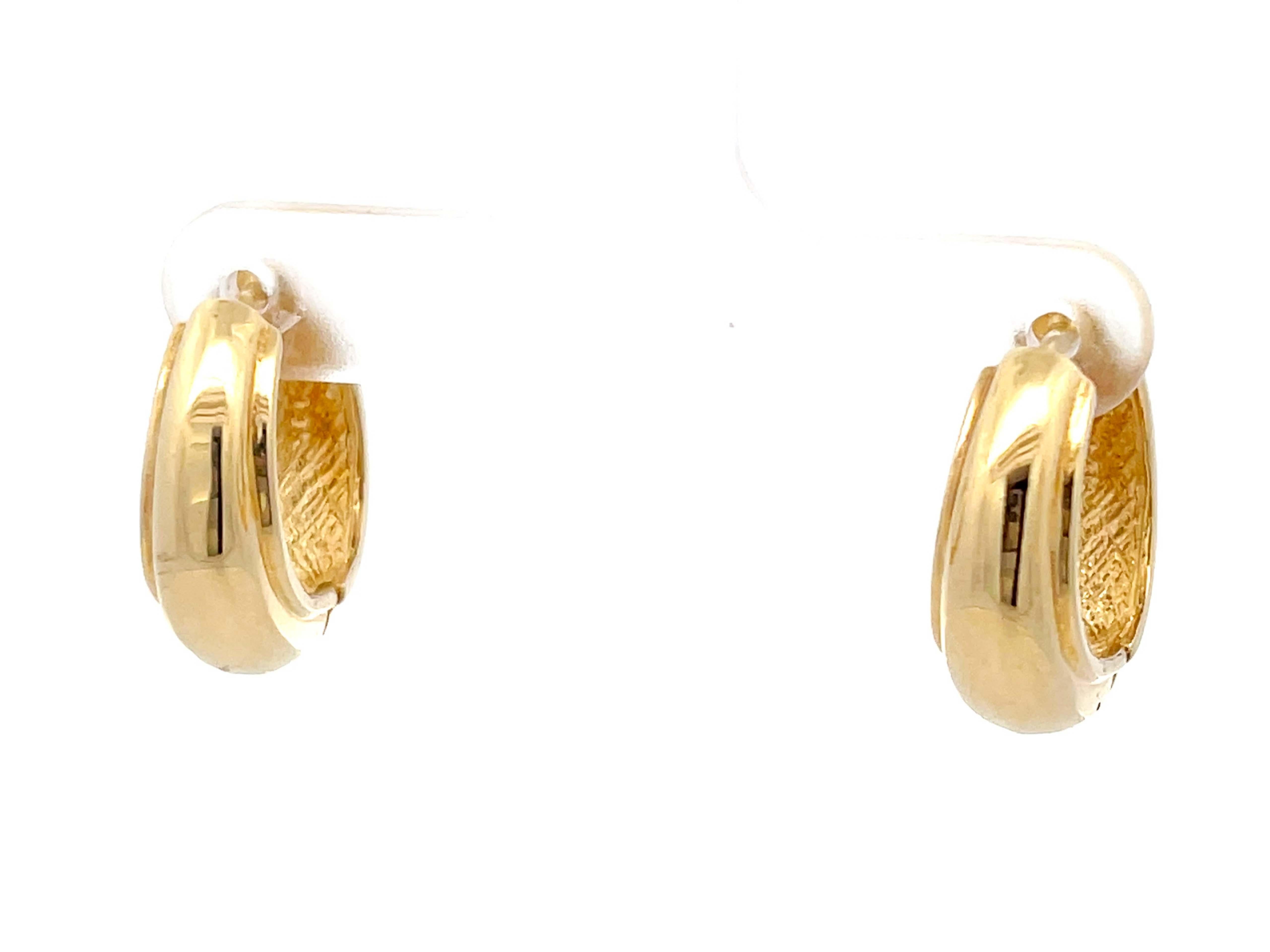 Women's Black Opal Inlay Hoop Earrings in 14k Yellow Gold
