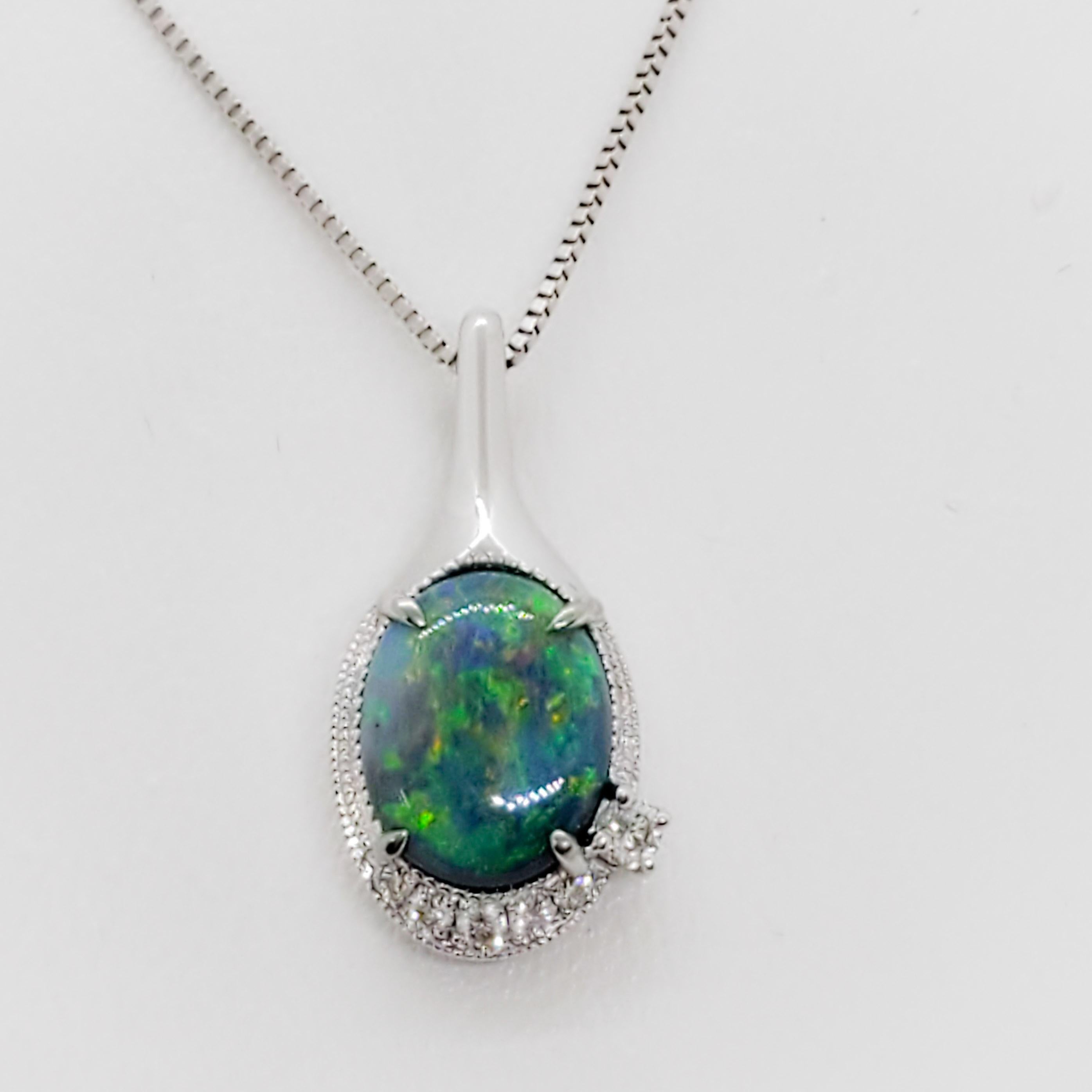 black opal pendant necklace