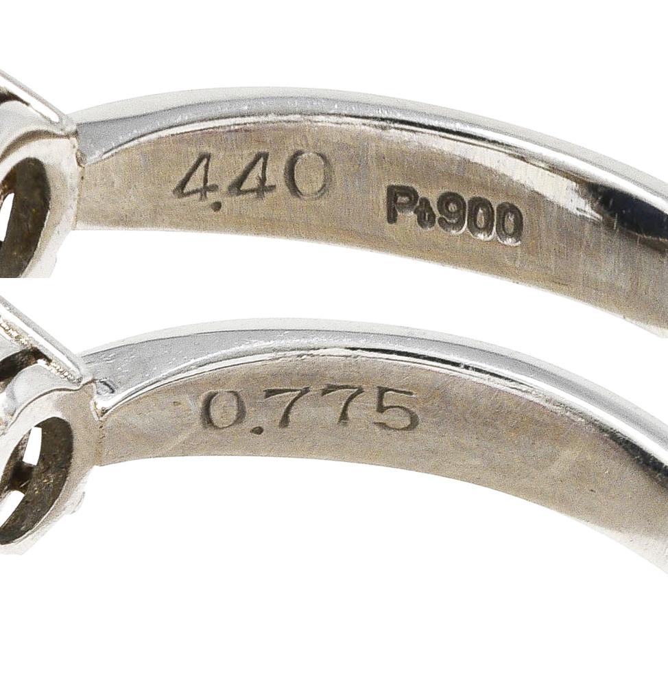 Platinring mit drei Steinen, schwarzer Opal im Ovalschliff und Diamant im Ovalschliff 2