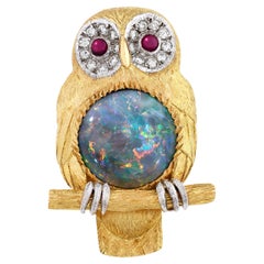 Black Opal Owl Pin