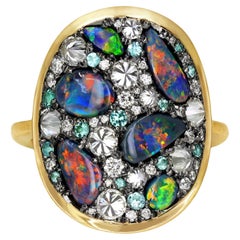 Black Opal + Paraiba Tourmaline + White Diamond Starstruck Ring, Joke Quick 2024