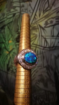 Black Opal Ring, 8 Carat with Diamonds 3 Carat