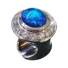 Black Opal Ring, 8 Carat with Diamonds 3 Carat