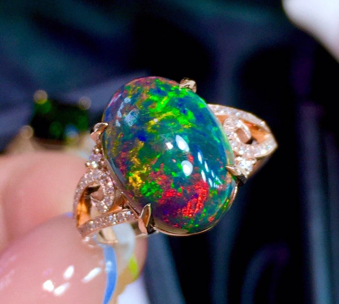antique black opal ring