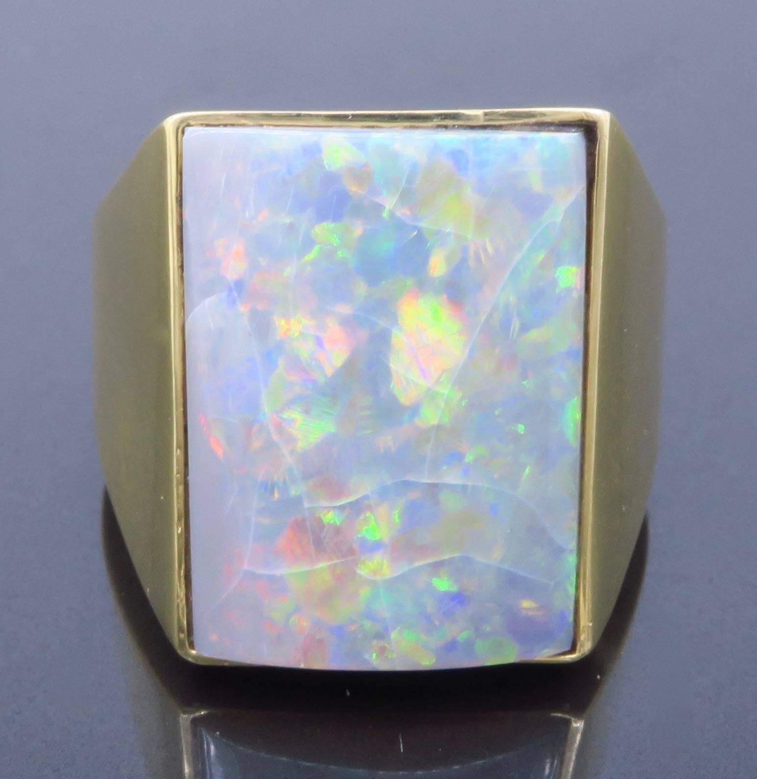 Cabochon Black Opal Ring For Sale