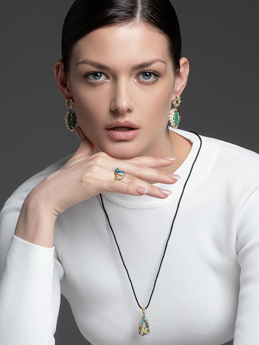  Bague Opale Noire Or Bijoux d'inspiration Nature Opale Australienne Lierre Unisexe 