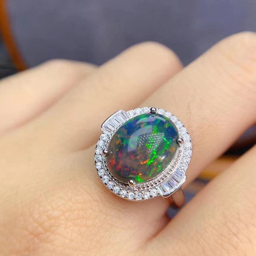 Contemporary Black Opal Ring Gold Plated 