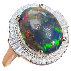 Black Opal Ring Gold Plated 