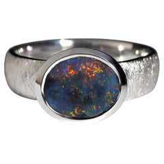 Anello Opale Nero in Argento - Australia - Misura 7,75 US regalo speciale HSP