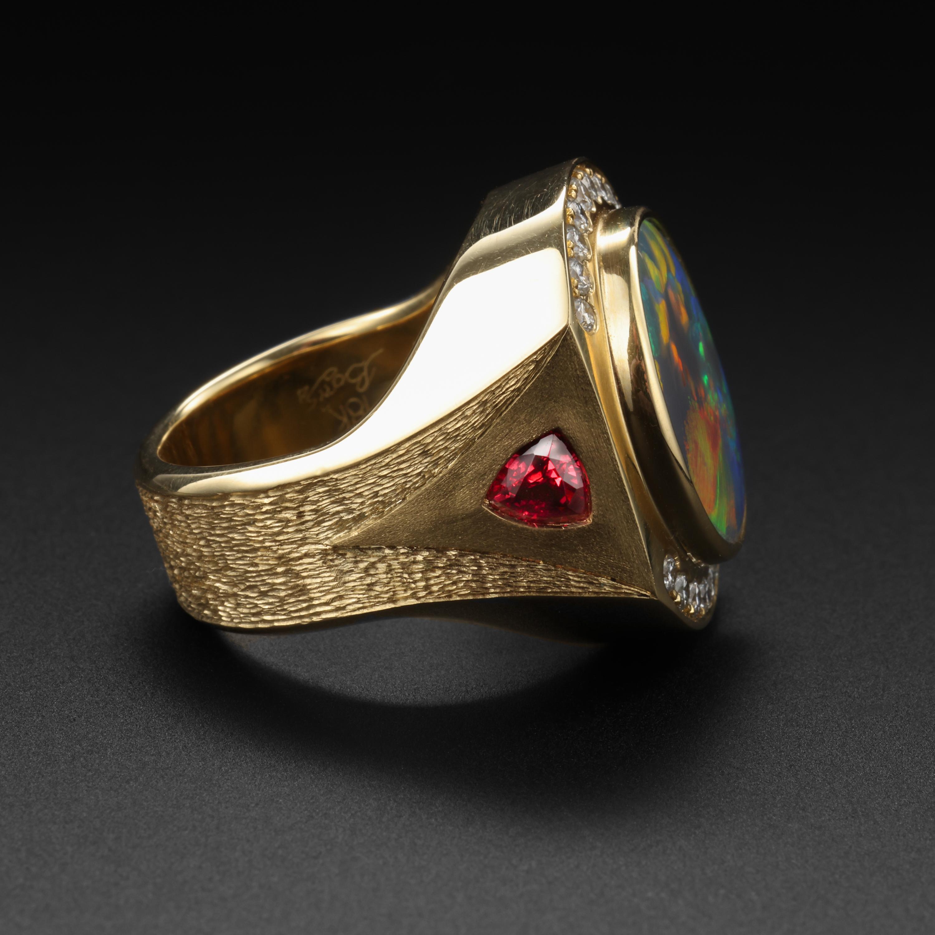 black opal pinky ring