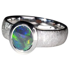 Black Opal silver partner unusual promise ring gift opalescence certificate opal
