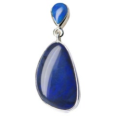 Ciondolo d'argento Opale nero Via Lattea Blu Neon Gemma australiana naturale