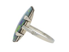 Black opal solitaire ring, circa 1930.