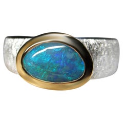 Black Opal Sterling Silver Ring Colorful Stone Jewellery Australian Opal