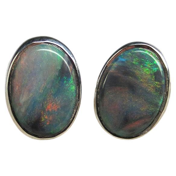 Black Opal studs earrings Girlfriend gift anniversary wedding wife for her gift