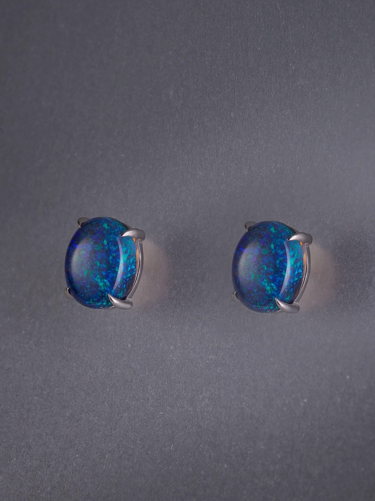 black opal earrings studs