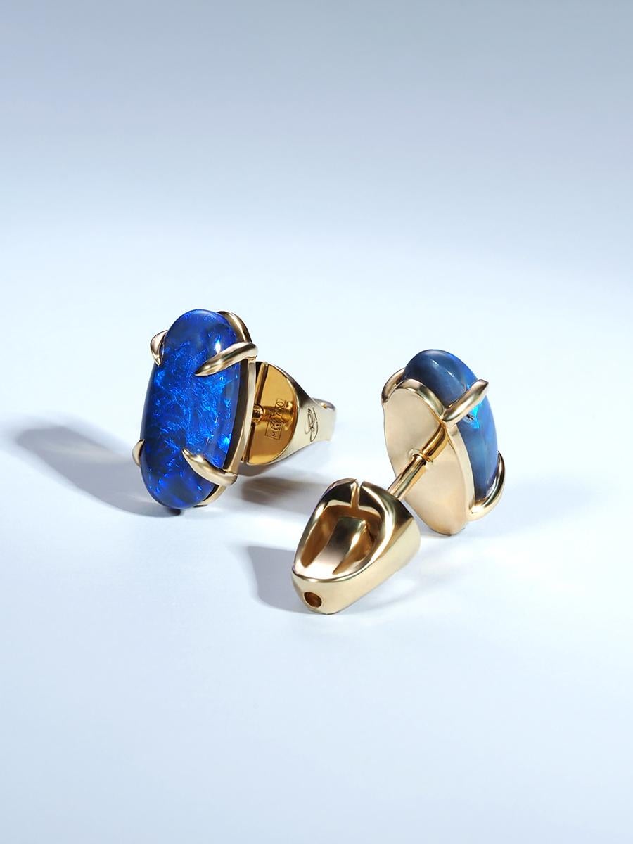 blue opal stud earrings gold