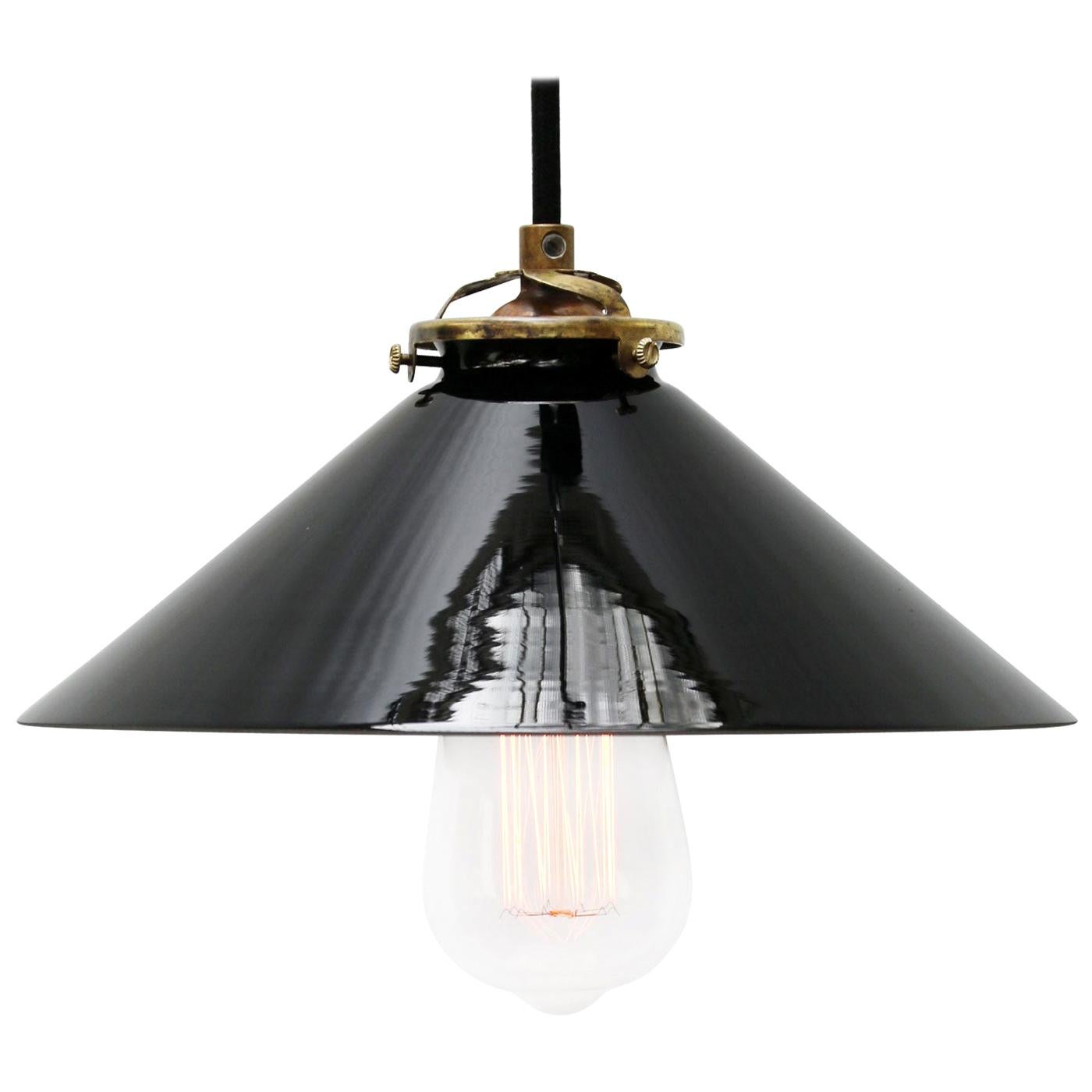 Black Opaline Glass French Brass Pendant Lights