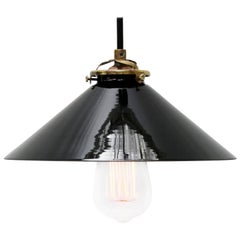 Black Opaline Glass French Brass Pendant Lights