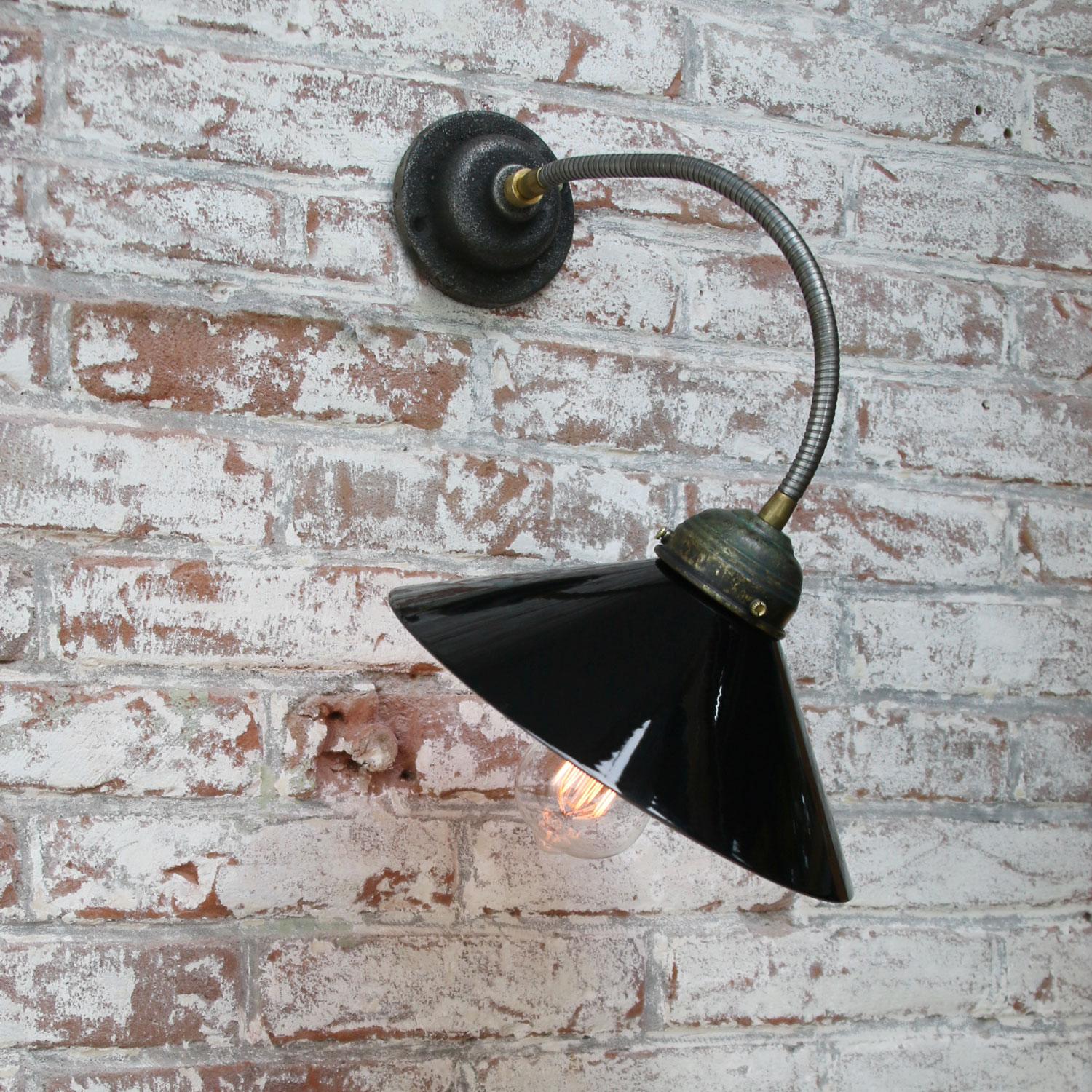 Industrial Black Opaline Glass Vintage Flexible Arm Wall Lights Scones