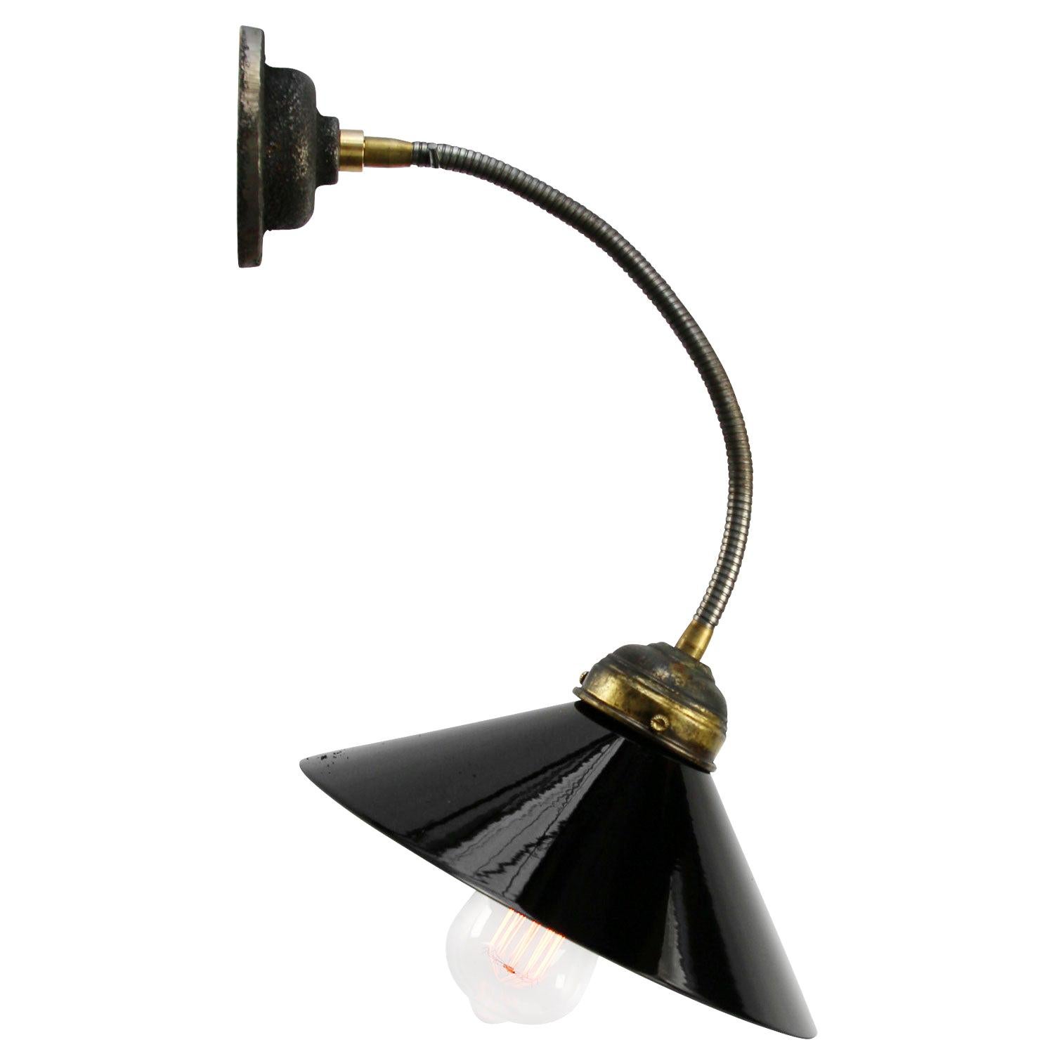 Black Opaline Glass Vintage Flexible Arm Wall Lights Scones