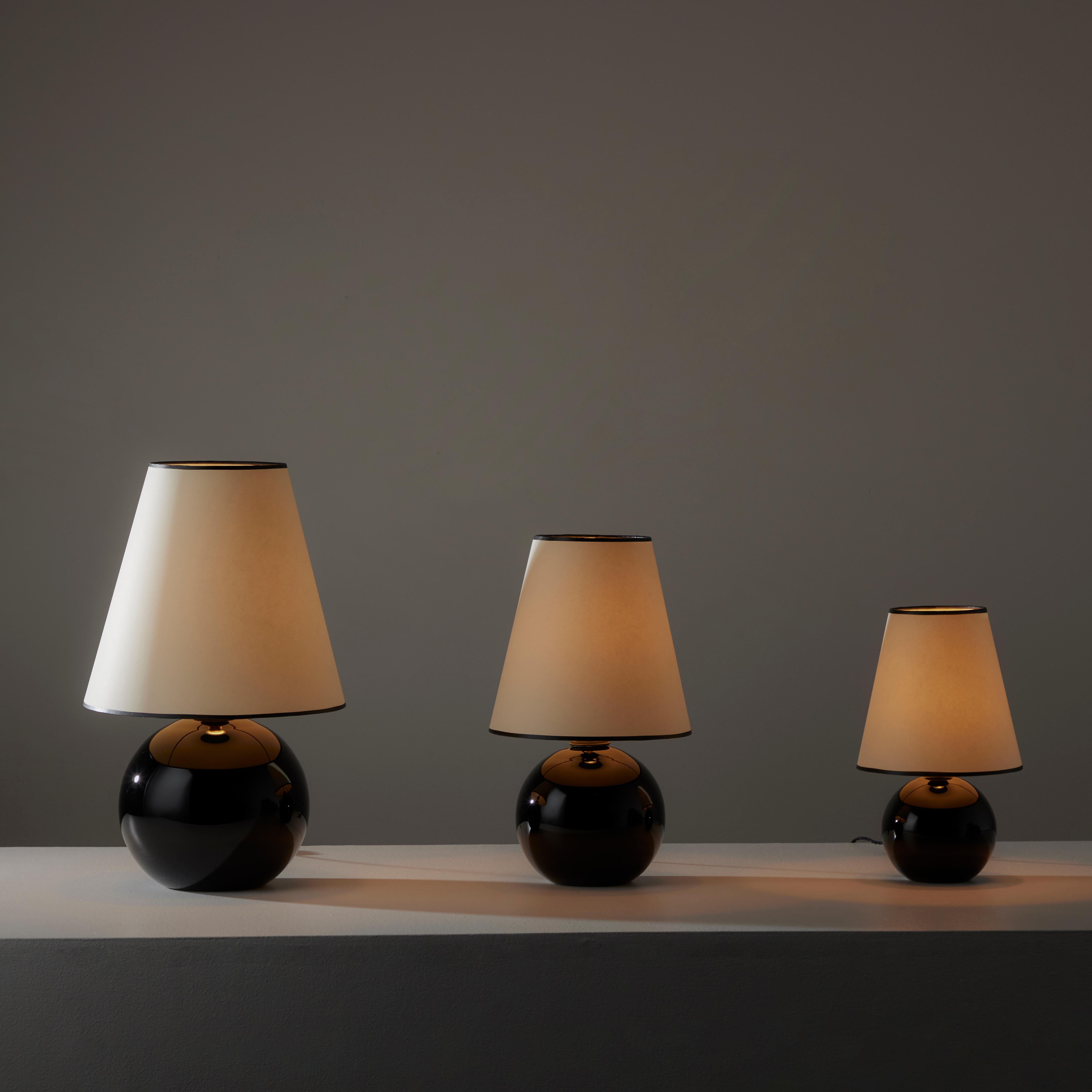 Black Opaline Table Lamps by Jacques Adnet  For Sale 2