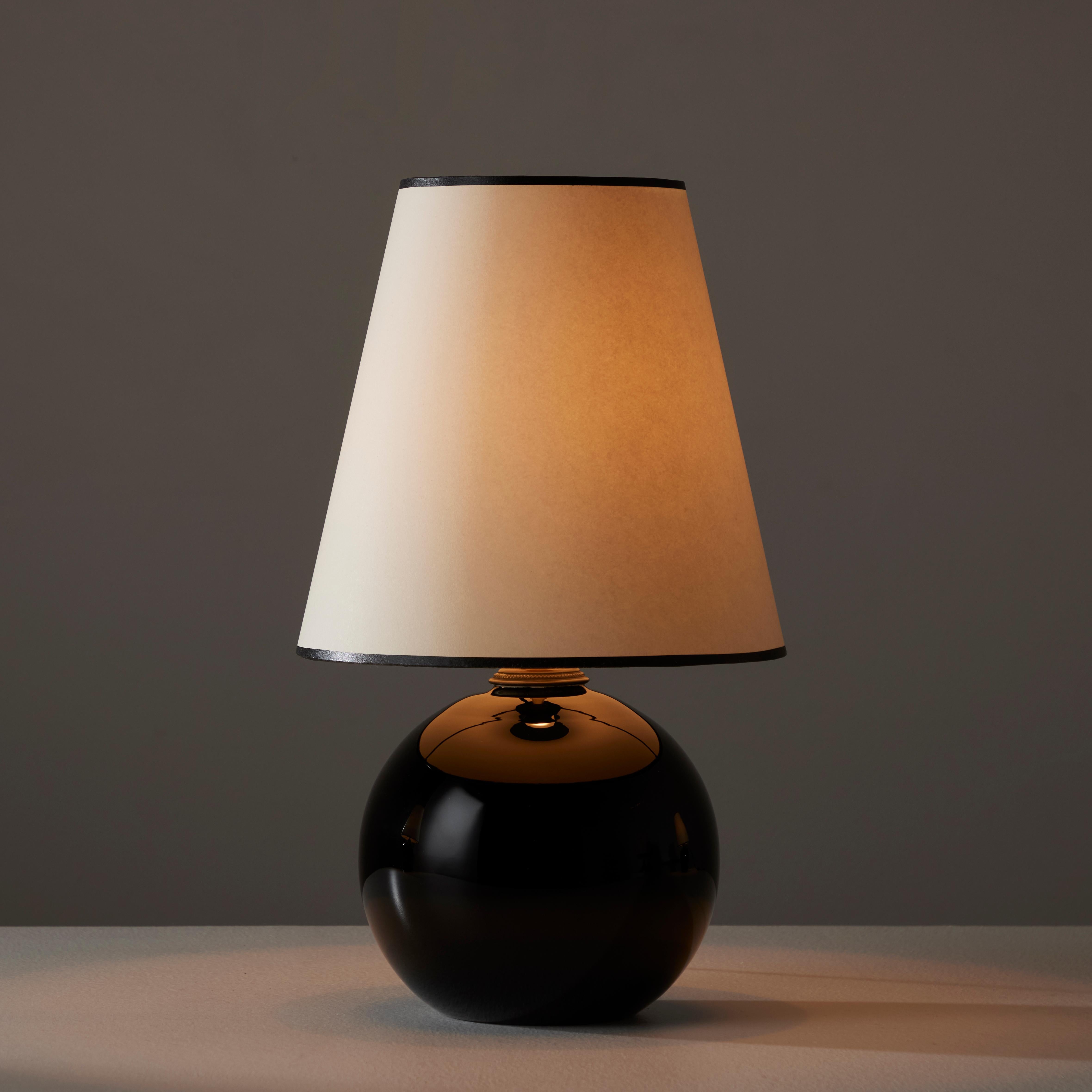 French Black Opaline Table Lamps by Jacques Adnet  For Sale
