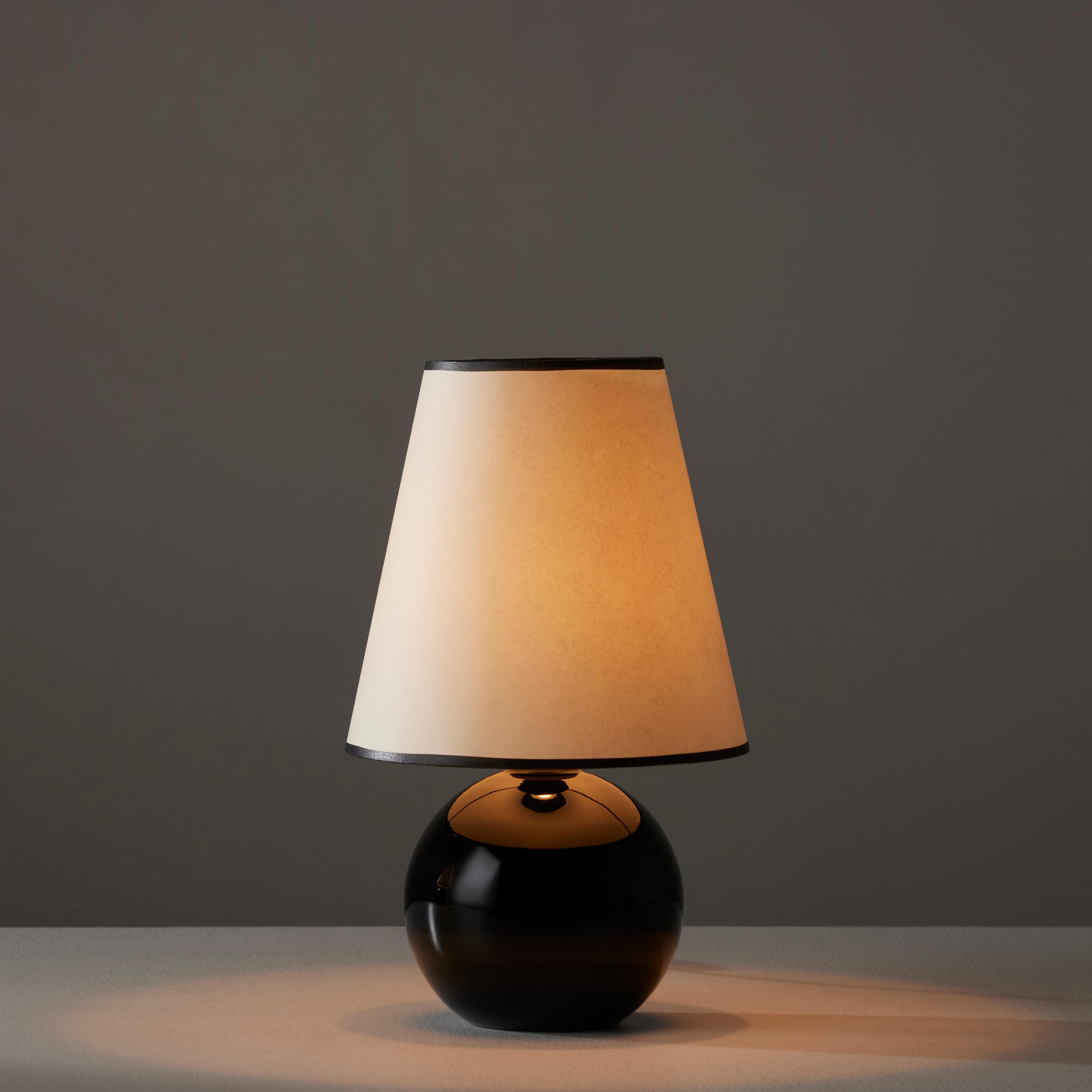 Patinated Black Opaline Table Lamps by Jacques Adnet  For Sale