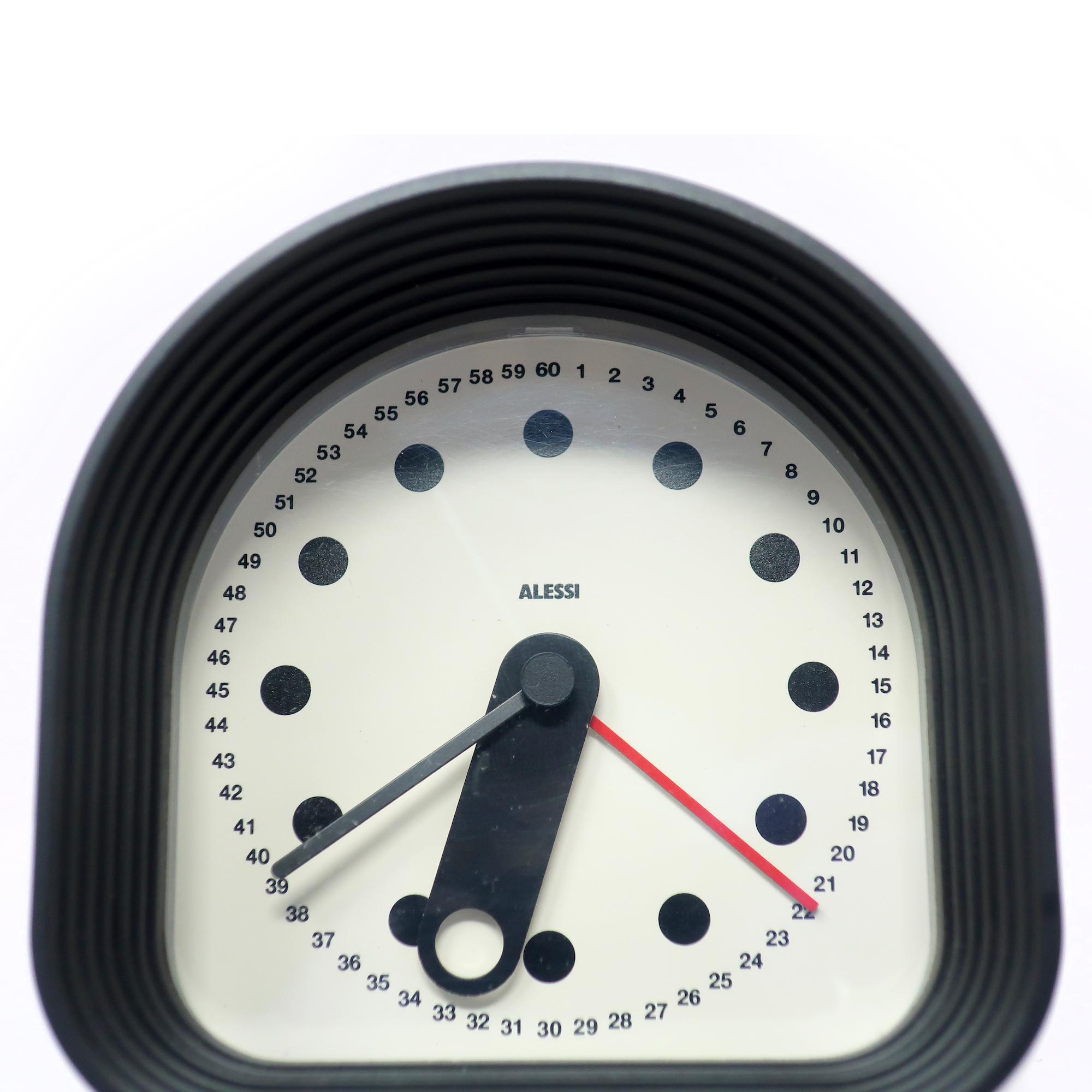 Mid-Century Modern Black Optic Clock by Joe Colombo for Alessi