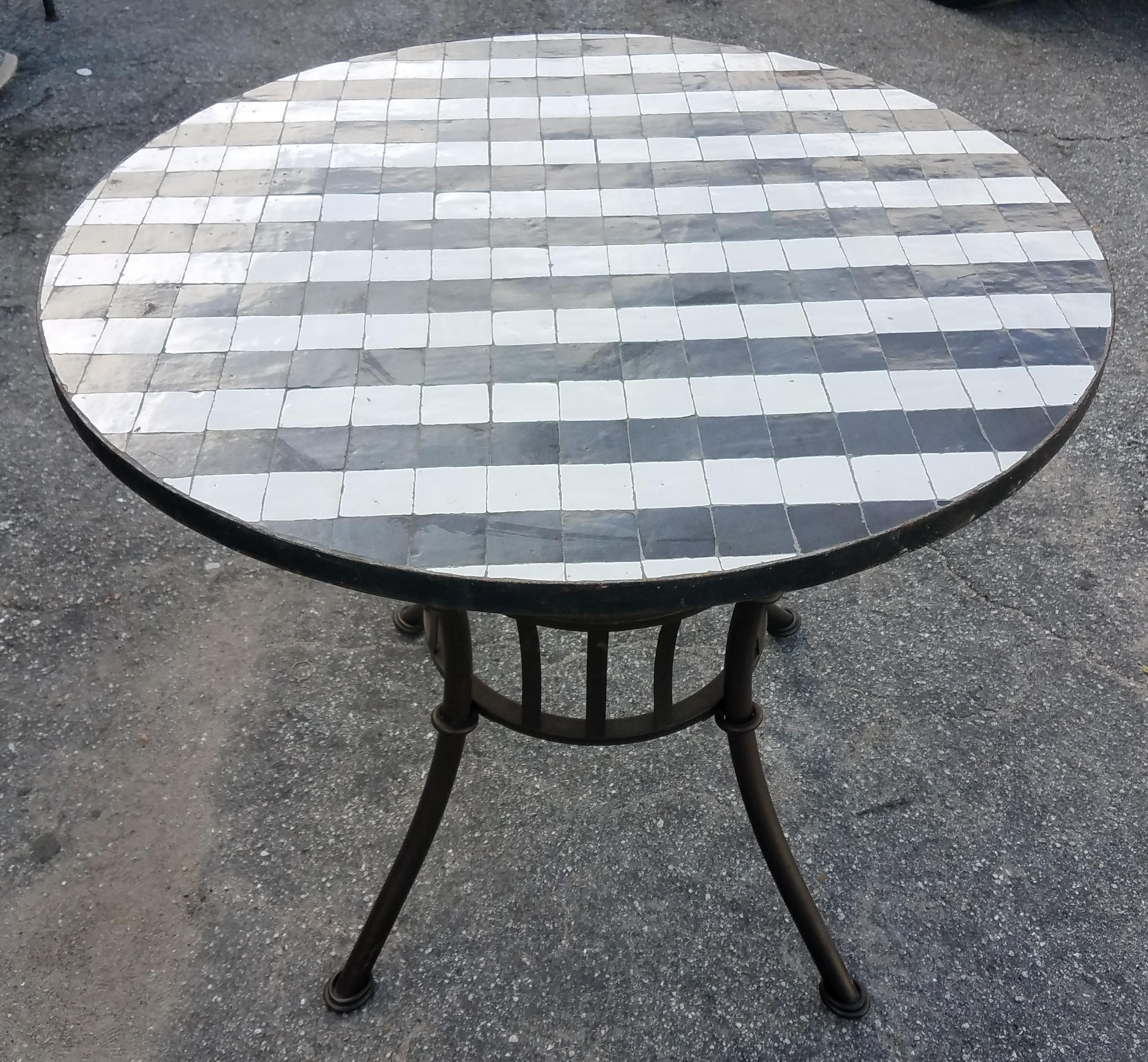 Contemporary Black or White Moroccan Mosaic Table, Choose Your Base For Sale