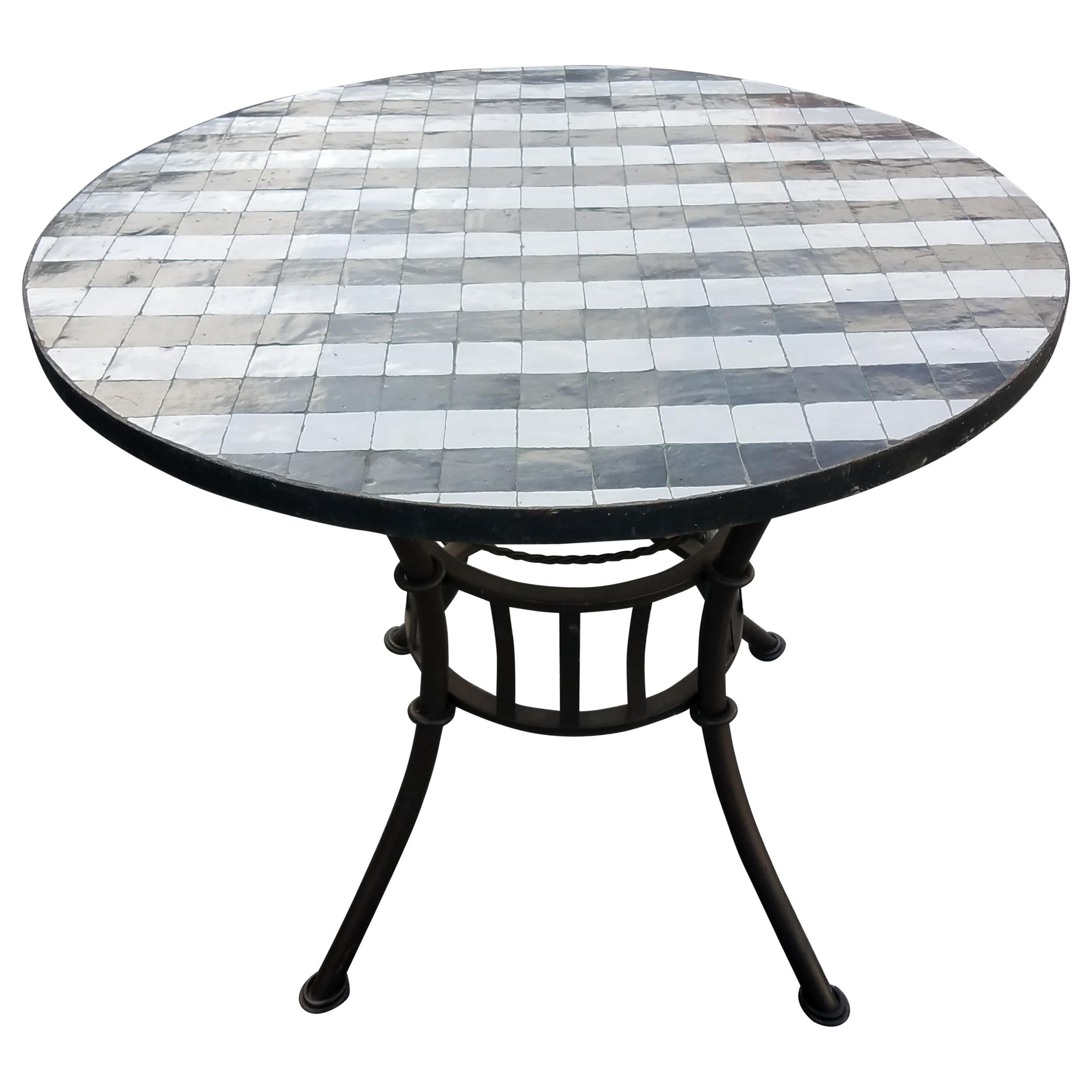 Black or White Moroccan Mosaic Table, Choose Your Base For Sale